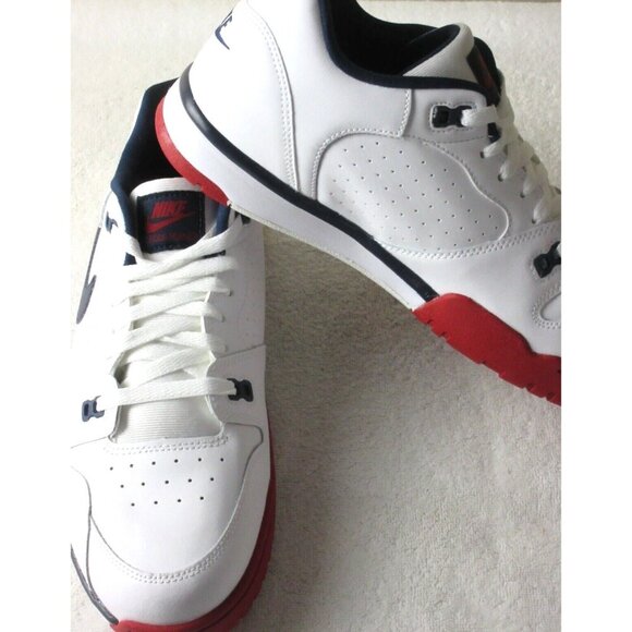 Nike Men's Cross Trainer Low Leather Shoes White Gym Red Obsidian Sizes NIB - Picture 4 of 6
